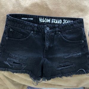 Volcom Black Jean Distressed Jean Shorts